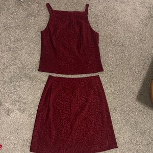 Vintage Red patterned Two-Piece Set